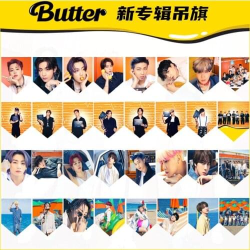KPOP Bangtan Boys Flag New Album BUTTER 8th Anniversary Flags Photos Posters Hanging Paintings Stars Hd Photo POSTER Hot Sale