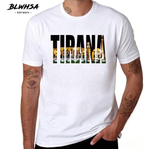 BLWHSA Tirana City T shirt Men Casual Short Sleeve Building Printing T-shirts Summer Albanian Capital City Tirana White Tees