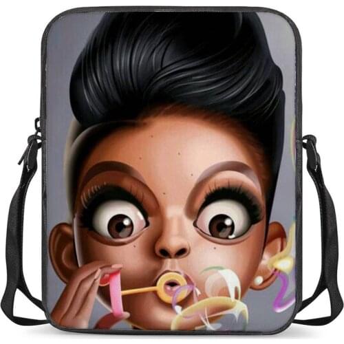 HYCOOL New Women Cross-Body Bags Afro Art Black Girl Blowing Bubbles Print Kids Casual School Book Bag Girls Beach Storage Bags