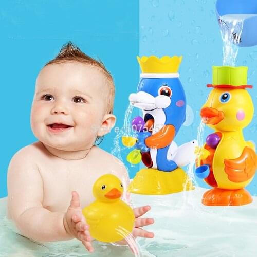 Baby Shower Bath Toys Cute Yellow Duck Waterwheel Elephant Toys Baby Faucet Bathing Water Spray Tool Toy for Children