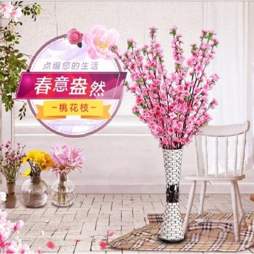 Artificial peach blossom oriental cherry False branches sitting room decorate Wedding artificial flowers false blossom
