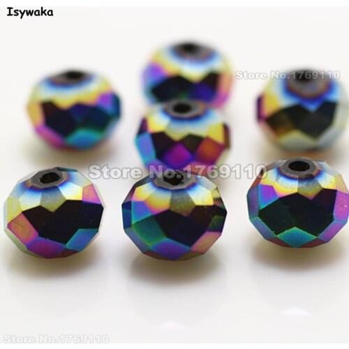 Isywaka Hot Color 8*10mm 70pcs Rondelle Austria faceted Crystal Glass Beads Loose Spacer Round Beads for Jewelry Making