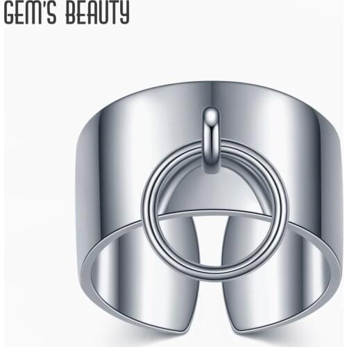 GEMS BEAUTY 925 Sterling Silver Open Adjustable Ring Mix & Match Playful Bold Finger Ring For Girl Boy HipHop Jewelry