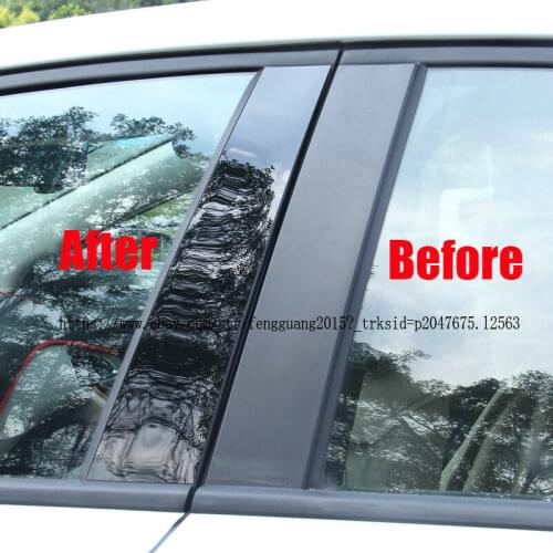 Black Window Pillar Posts Set Cover Door Trim For Honda Civic 9th 4Door 2012 2013 2014 2015