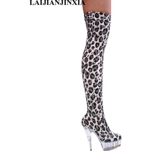 LAIJIANJINXIA New Fashion 15cm Extream High Heels Platform Thigh High Boots Over The Knee Boots Long Boots Heels Ladies Shoes