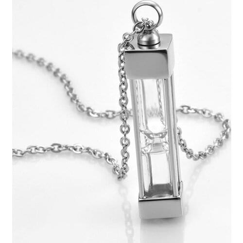 Timeless Hourglass Glass Cremation Jewelry Urn Pendant Necklace Stainless Steel Memorial Pendants Ash Holder for Pet/Human