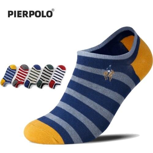PIERPOLO Men Socks New Fashion High Quality Brand Happy Socks Cotton Meia Casual Mens Socks Funny Embroidery Summer Socks
