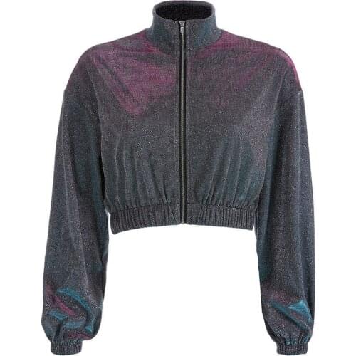 2021 New Spring Autumn Womens Brilliant Jacket Sexy Girls Short Coat Clothes Female Coats Slim Night Club Shiny Lady Outerwear