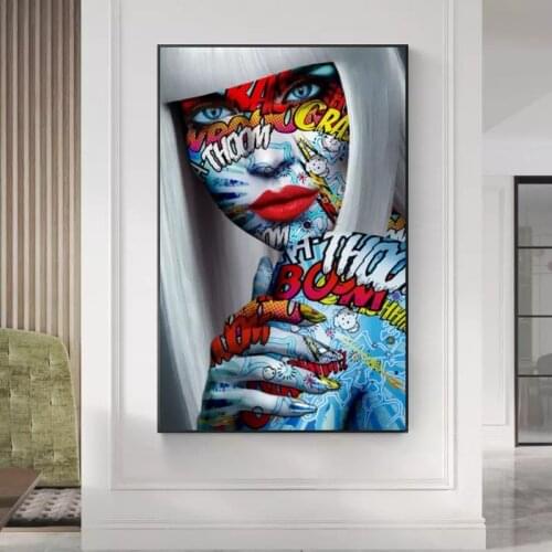 Posters and Prints Graffiti Art of Girls Canvas Paintings on The Wall Art Abstract Street Art Picture for Living Room Wall Decor