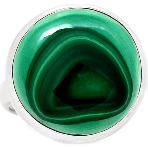 Genuine Malachite Ring 925 Sterling Silver, USA Size : 7.25, AR4027