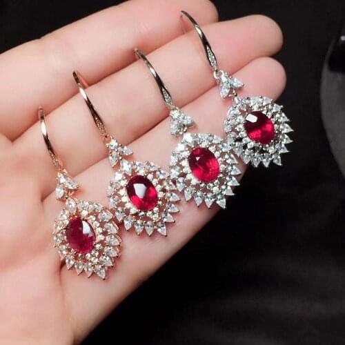 Ruby Earring 925 Sterling Silver Fahshion Natural and Real Ruby Earring Anniversary Jewelry Wholesale