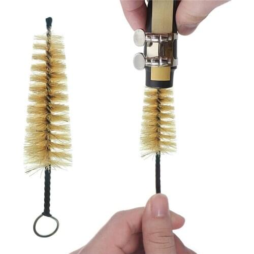 Mouthpiece Cleaning Brush Metal Handle Bristles Sax Trumpet Clarinet Mouthpiece Cleaner Brushes Woodwind Instruments Accessories