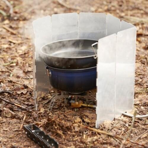 Folding Windshield Aluminium Stove 8 Plates Wind Screen Outdoor BBQ Gas Windshield Camping Cooking Cooker For Picnic Backpacking