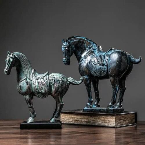 [STATUE] EUROPEAN-STYLE HOME DECORATIONS FURNISHINGS RETRO WAR HORSE CRAFTS LUCKY FORTUNE LIVING ROOM MODEL ROOM DECORATION