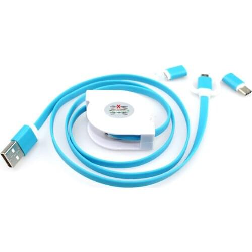 Three-in-one telescopic data cable for Apple Android type-c multi-function one for three mobile phone charging cable