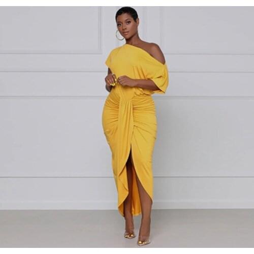2021 Best Quality Famous Brand Dress Solid Ruched Slash Neck Long Sleeve Summer Sexy Celebrity Party Maxi Dress Vestidos