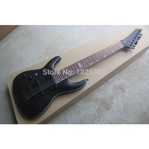 Top quality one-piece set neck 7 Strings Left Handed MH-417 black Electric Guitar 150501