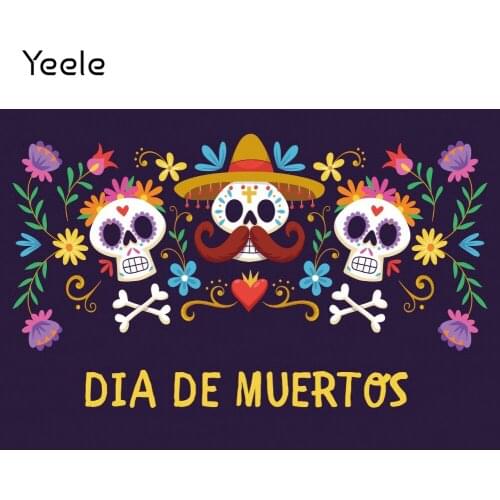 Yeele Day Of The Dead Photocall Backdrop Skeleton Flowers Portrait Party Background Photographic Photography For Photo Studio