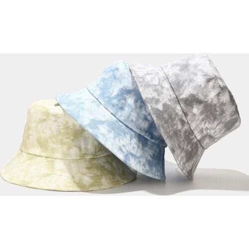 Tie Dye Print Beach Panama Women Fashion Fisherman Hats Wide Brim Streetwear Casual Sun Cap Windproof Sunscreen Bucket Hat Caps