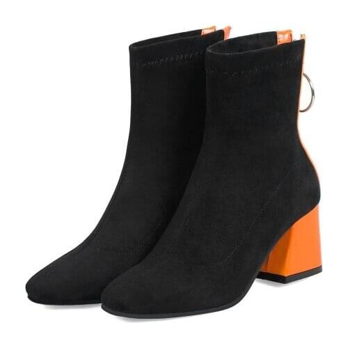 Big Size 9 10 11-17 boots women shoes ankle boots for women ladies boots After stitching zipper metal pendant