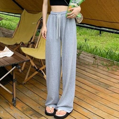 2021 Summer Womens Pants Wide Leg Pants Female Straight Tube Loose High Waist Hanging Feeling Casual Trousers Thin Sweatpants