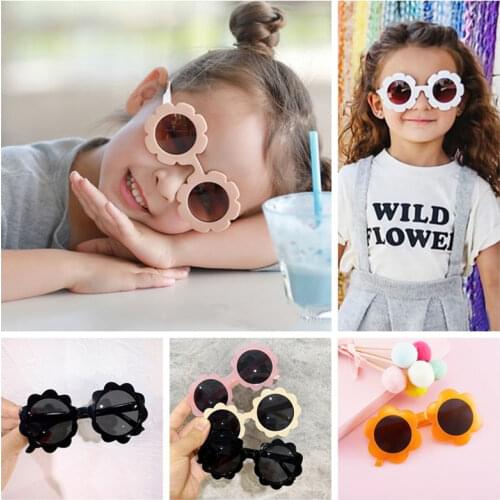 1pcs Fashion Vintage Kids Sunglasses Child Sun Glasses Round Flower Gafas Baby Children Uv400 Sport Sunglasses Girls Boys