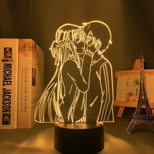 3d Anime Lamp Sword Art Online for Bedroom Decor Bedside Nightlight Birthday Gifts for Women Men Konosuba Manga Led Night Light