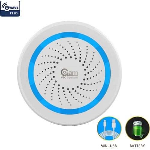 NEO Z-Wave Plus Wireless Siren Alarm Sensor Home Automation Battery-Powered Also Can Be Charged with USB