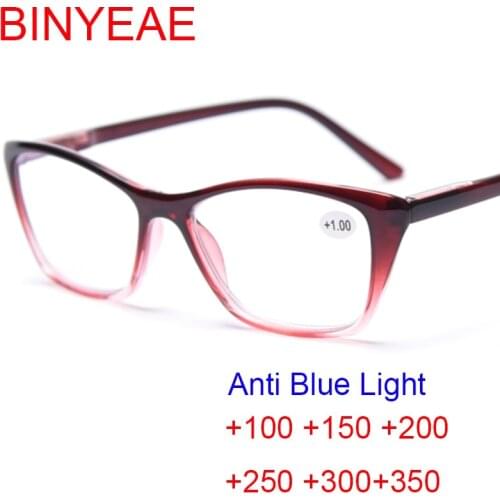 Burgundy Cat Eye Woman Reading Glasses Fashion Blue Light Blocking Lens Presbyopia Computer Glasses Eyeglasses 1 | -f- | 3.5
