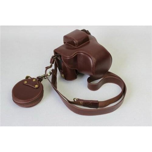 New Genuine Real Leather Camera Bag Cover Case For Canon EOS M5 EOSM5 (15-45mm) lens with Bottom Opening Design