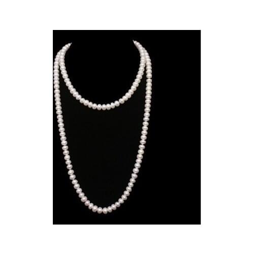 HOT CHRISTMAS PROMOTION!!! FREE SHIPPING Long Pearl Costume Jewelry, 7-8mm Size Natural Pearl Necklace+Free Shipping