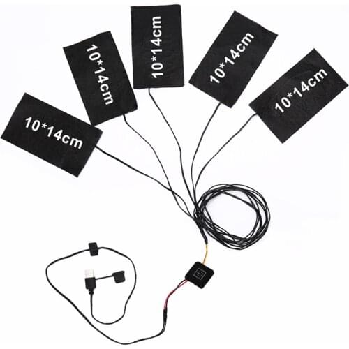 5V USB Charged Clothes Heating Pads Electric Heating Sheet With 3 Gear Adjustable Temperature Heating Warmer Pad For Vest Jacket