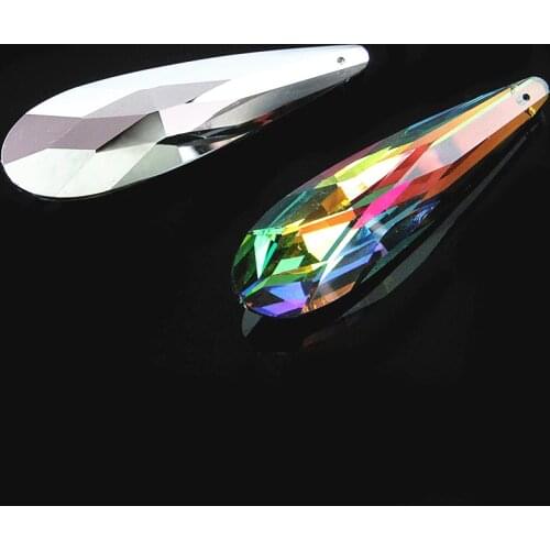 76MM Rainbow 20pcs/50pcs Crystal Prisms Chandelier Long Pendants Accessories Lamp Parts Curtain Hanging Glass Metallic Drops