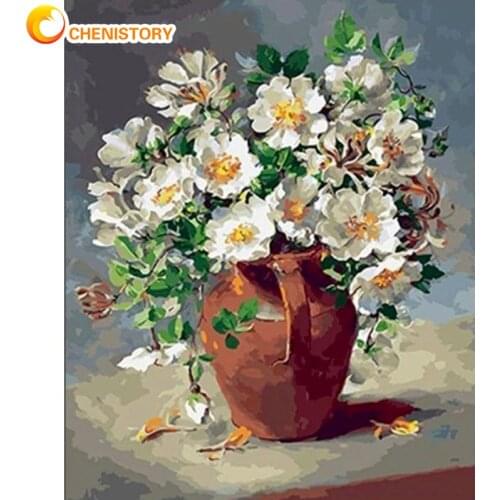 CHENISTORY Picture By Number Butterfly Orchid Kits DIY Painting By Numbers Flower Drawing On Canvas HandPainted Home Decor Art