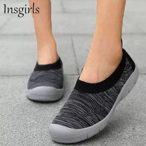 New Comfy Loafers Women 2021 All Season Daily Soft Sole Stretch Fabric Slip On Casual Shoes 35-42 Large-Sized Sport Flats
