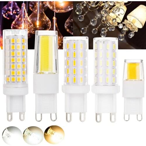 Mini G9 LED COB Light Bulbs Silicone + Ceramics Crystal Chandelier Lamp 4W - 9W AC 110V 220V Replace Halogen Corn Bulb