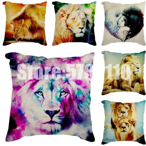 Cushion pillowcase tiger and lion face pillow cover linen/cotton sofa cushion cover home decorative Throw pillows 45*45cm