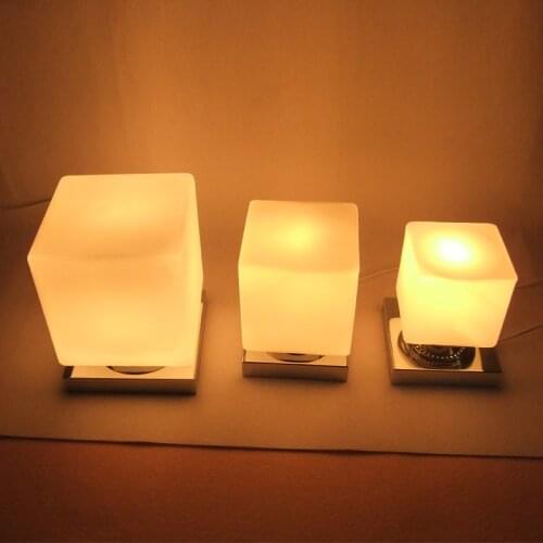 Original creative Table Lamps personality square lamp touch Japanese white glass desk lamp bedside bedroom desk LU62355 ZL402