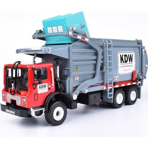 Alloy Diecast Barreled Garbage Carrier Truck 1:24 Waste Material Transporter Vehicle Model Hobby Toys For Kids Christmas Gift