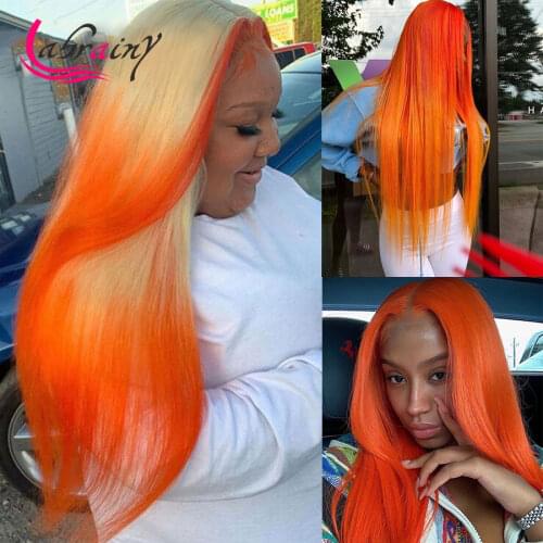 13x4 Highight Ginger HD Transparent Lace Front Human Hair Wigs Woman Ombre 613 Blonde Lace Frontal Wig Full Orange Color 13x6
