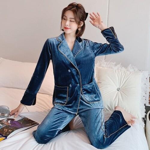 Winter Vintage Pajamas Sexy Velvet Sleepwear Women Clothing Sets Woman Lounge Wear Sleep Tops Plants Pijama Nightwear Negligee
