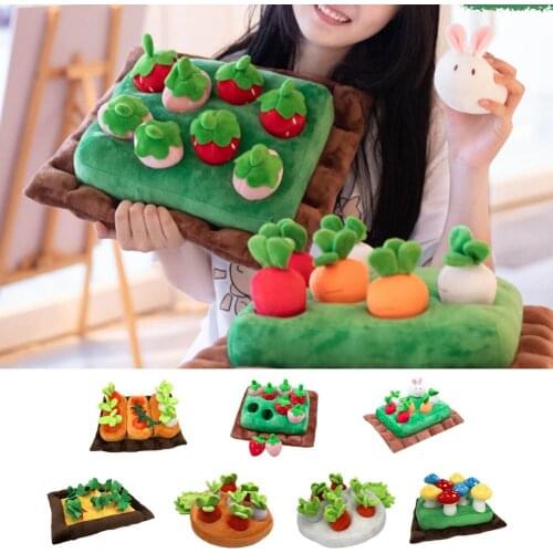 Carrot Plush Toy Pull Out Strawberry Pumpkin Fruit Field Stuffed Pillow Halloween Decor Children Interactive Game Toy