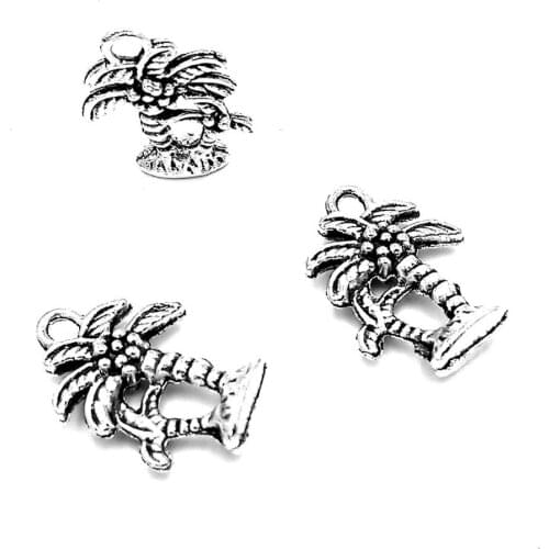 30pcs Coconut trees charms pendant 18x13mm antique silver ornament accessories jewelry making craft DIY base material