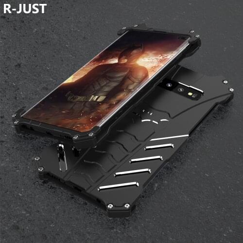 R-just Armor Heavy Dust Rugged Outdoor Metal Aluminum Shockproof Kickstand Cover Case For Samsung Galaxy S10 Plus S10e