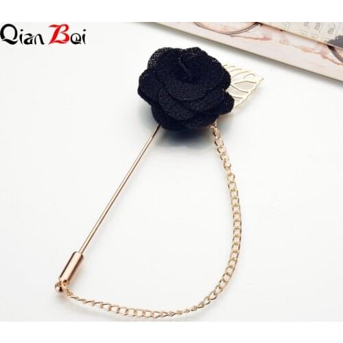 QianBei New Lapel 3 colors Flower Daisy Handmade Boutonniere Stick Brooch Pin Men Cool Beautiful Accessories in Party Wedding 08