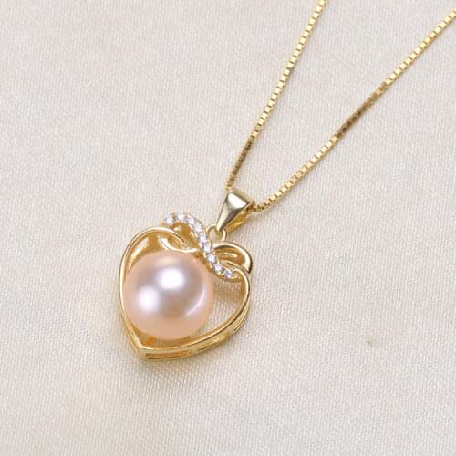 S925 Sterling Silver Heart Design Pearl Pendant Jewelry Findings Women DIY Pendant Components Silver&Gold Color 3Pcs