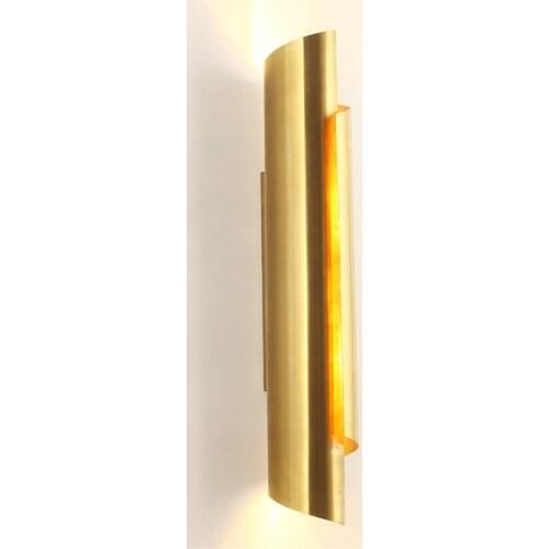 Modern Long Tube Mirror Rose Gold Wall Lamps Bedroom Book Room Living Room Design Nordic Stainless Steel Wall Lights Fixtures