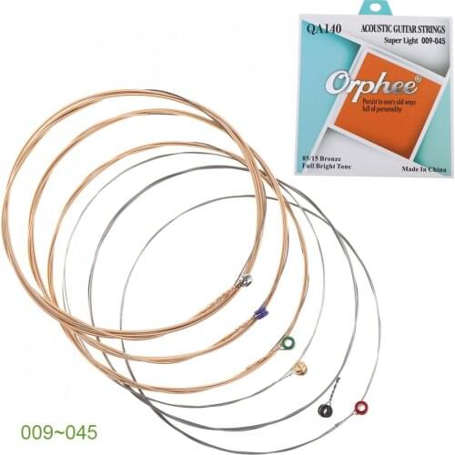 Orphee QA140 Super Light Hexagonal Alloy Acoustic Guitar Strings with 85/15 Phosphor Bronze Guitar Strings