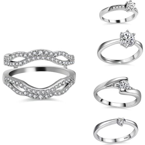 Uloveido 5 Pieces Wedding Engagement Anniversary Promise Rings Enhancer Set Wedding Engagement Rings Set for Women Girls Y450