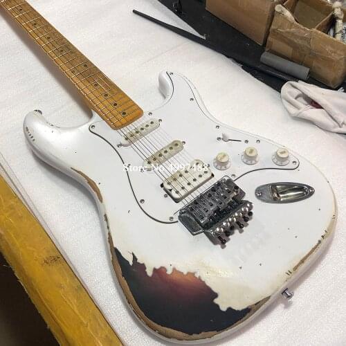 High-quality heavy-duty relic electric guitar 100% manual aging hardware nitryl paint dyed double color free shipping